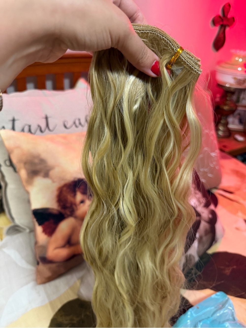 Blonde Wavy Clip-In Hair Extension - Natural Blonde